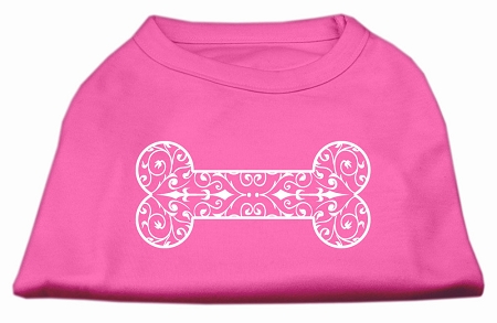 Henna Bone Screen Print Shirt Bright Pink XS